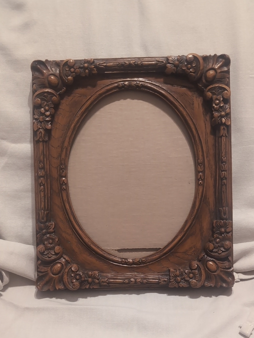 Vintage Carved Wood Floral Photo Frame